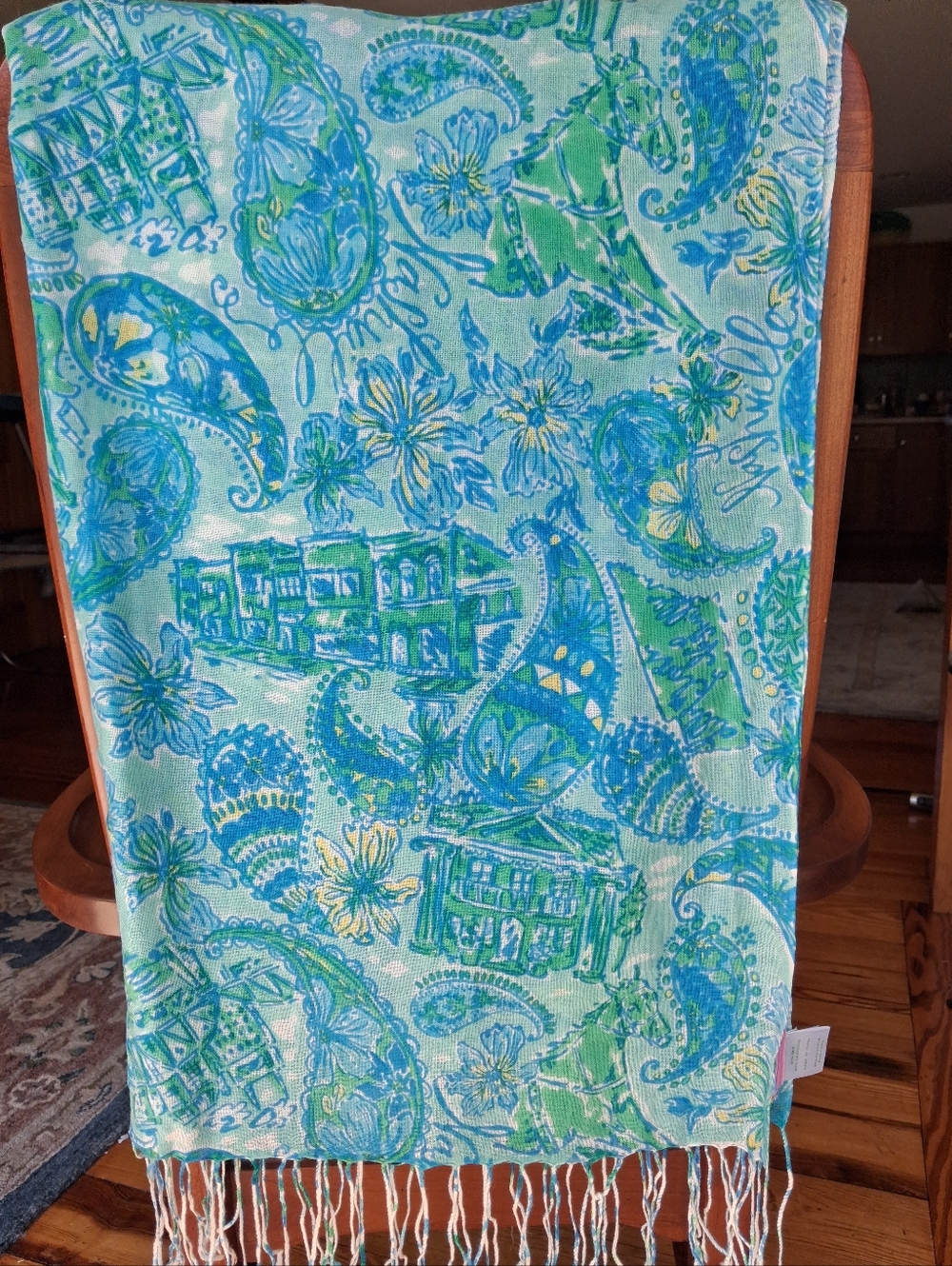 Lilly Pulitzer Murfee Scarf "Lilly Loves Nashville" Silk/cashmere VHTF NWOT